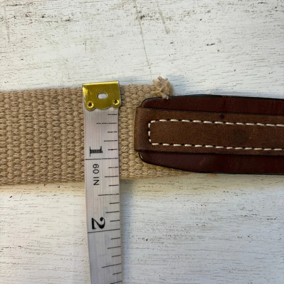 Fossil Belt Woven Cream & Brown Leather 36"-40" Hole Range 38 - Picture 3 of 7